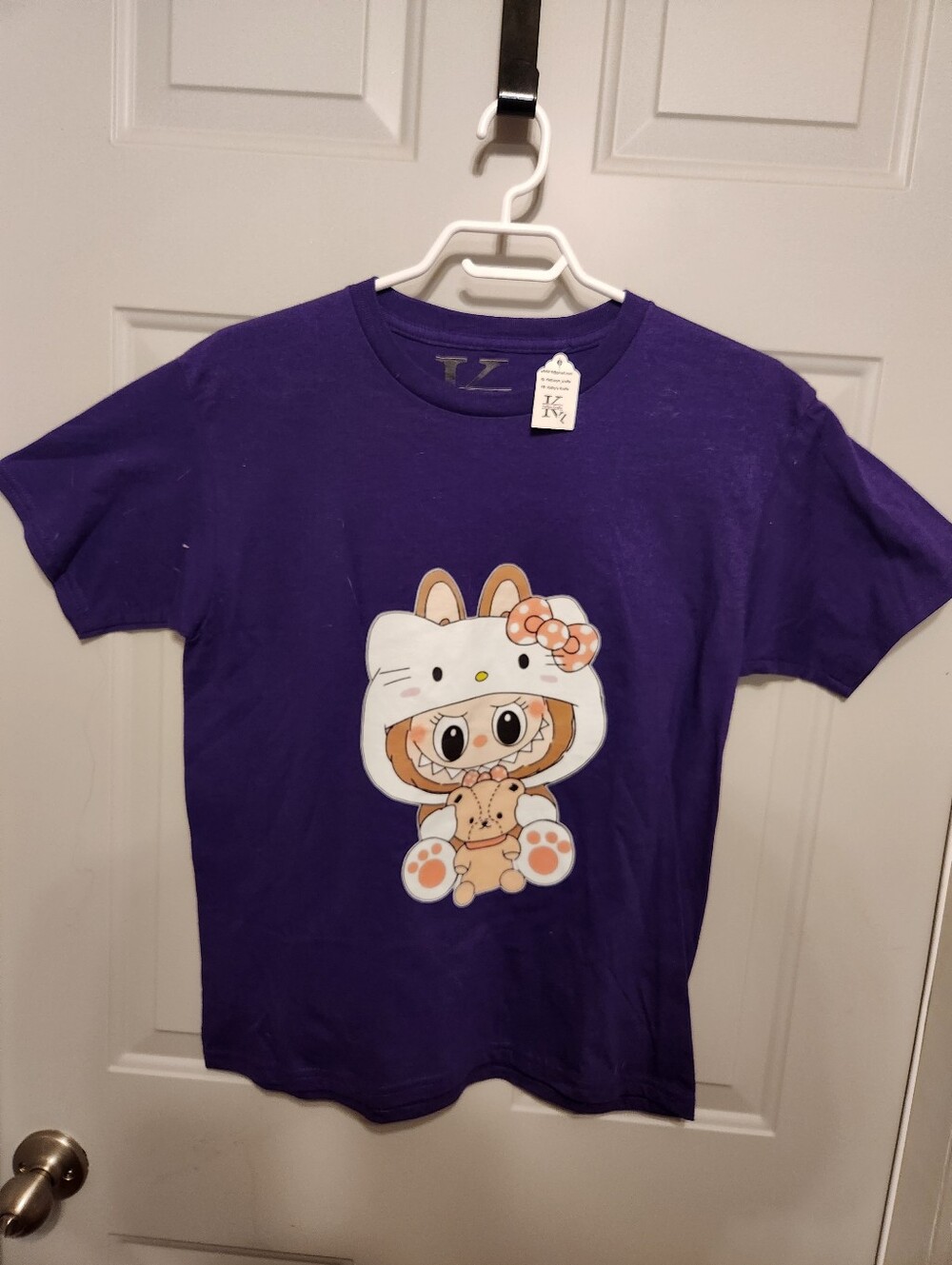 Purple Kids Youth Large Graphic Tee with Cute Character